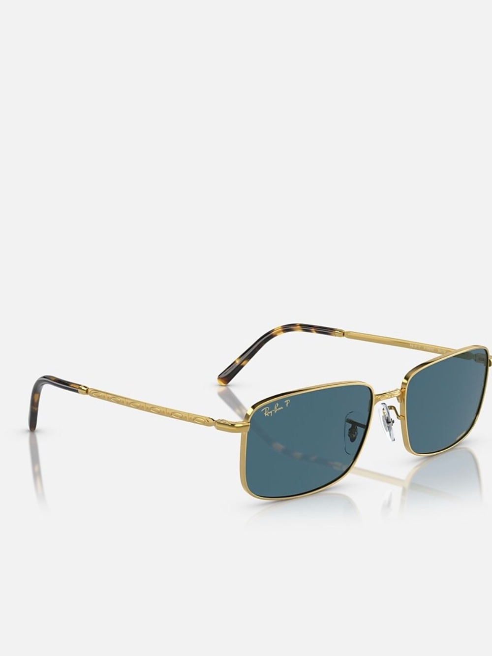 NWT Ray-Ban Gold Frame Sunglasses with Blue Lenses RB3717 POLARIZED+ LENSES